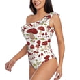 thumbnail image 2 of Gaeub Mushroom Women's One Shoulder Ruffle Tummy Control Swimwear for Swimming Surfing Beach Party - Large, 2 of 8