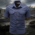 thumbnail image 2 of Button Up Workwear Shirt for Men, Short-Sleeve, Lightweight and Waterproof Utility Pockets Size M-4XL Dark Blue, 2 of 8