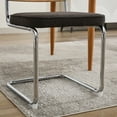 thumbnail image 5 of Newest Set of 2 Cantilever Dining Chairs, Velvet Seat & Rattan Back with Chrome Frame, Breuer Style,Black, 5 of 7
