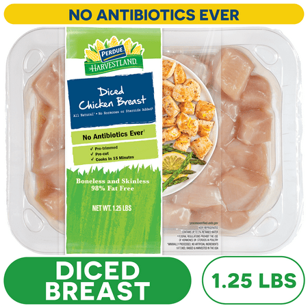 Perdue® Harvestland® No Antibiotics Ever Fresh Diced Chicken Breast, 1.25 lb. Tray