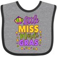thumbnail image 3 of Inktastic Little Miss Mardi Gras with Crown and Dots Girls Baby Bib, 3 of 4