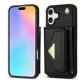 thumbnail image 2 of Nalacover Case for iPhone 16, Crossbody Wallet Case with Card Slots Holder, PU Leather Lanyard Shoulder Strap Purse Cover with Kickstand Shockproof Case for iPhone 16, Black, 2 of 8