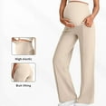thumbnail image 2 of SBYOJLPB Maternity Pants for Women Fall Winter Fleece Lined High Waisted Wide Leg Pants with Belly Support Straight Leg Casual Pants, 2 of 3