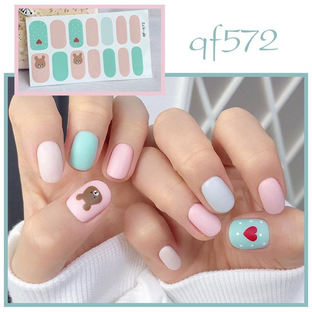 Cartoon Frosted Bear Color Jumping Nail Stickers Waterproof and Tearable Nail Stickers QF561-575 Gao Jiahui unisex