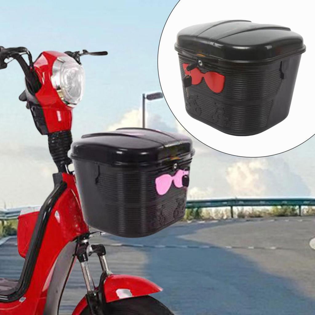 harayaa E Bike Front Basket Bicycle Cargo Rack Lock Design Large Capacity Portable Water Black Red