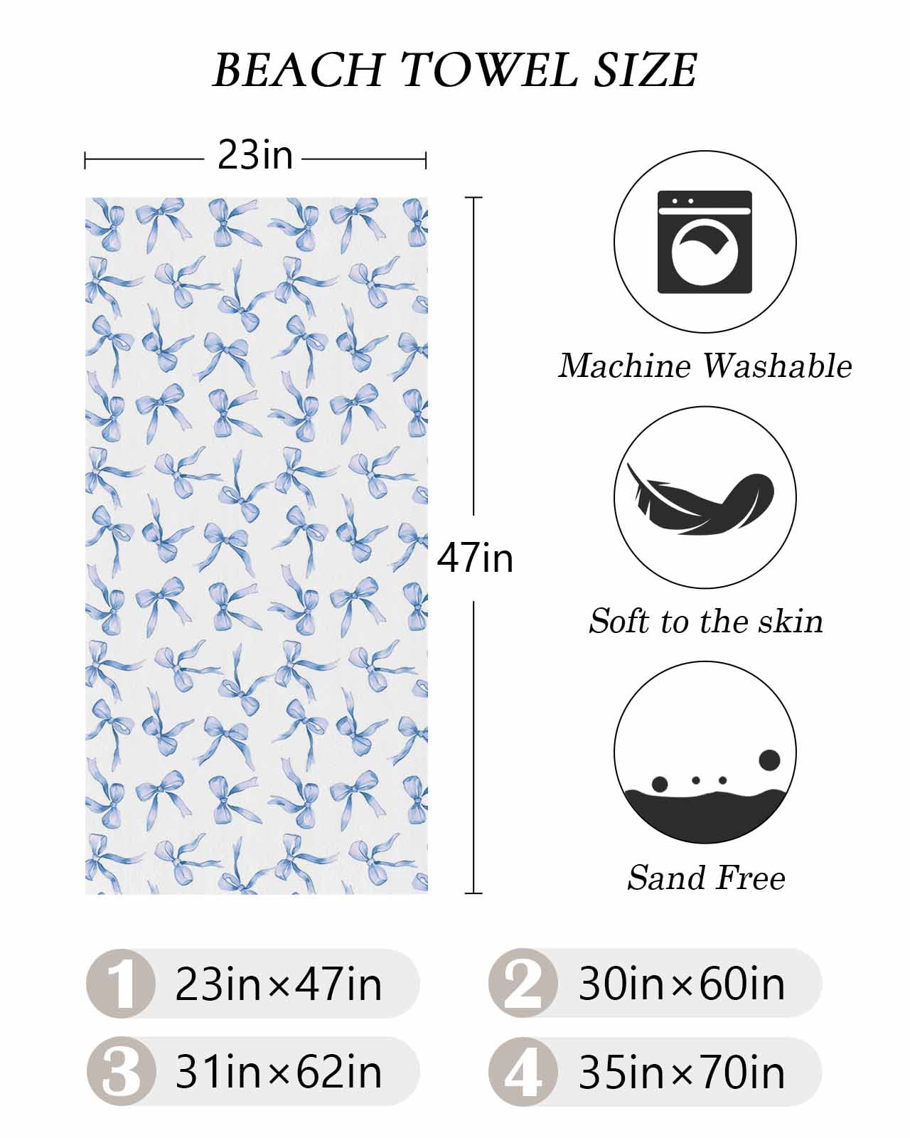Purple Blue Bow Ribbon Beach Towels Oversized Super Absorbent, Vintage Modern Art Bowknot Lightweight Bath Towel Quick Dry Sets For Bathroom/Pool/Rv Camping/Beach Play/Gym Room/Picnic 30"x60"
