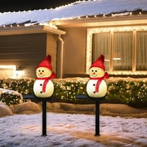Uutvery Solar Christmas Snowman Ground Light, Resin Garden Patio Decor with Auto Dusk to Dawn, Waterproof, for Outdoor Ambiance