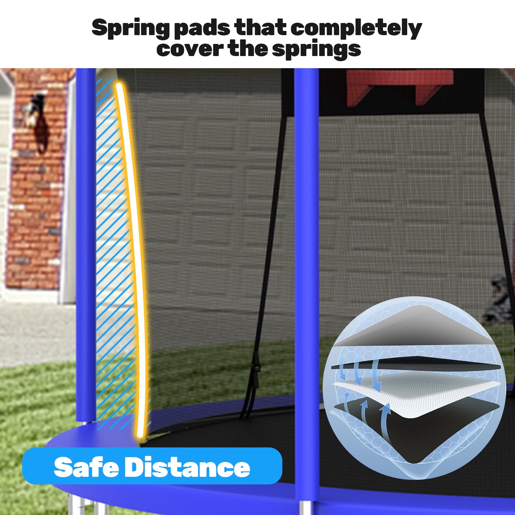 Alvantor 14Ft Trampoline for Kids Age 3-10, Round Trampolines with Basketball Hoop & Enclosure Net for Backyard Yard,Blue