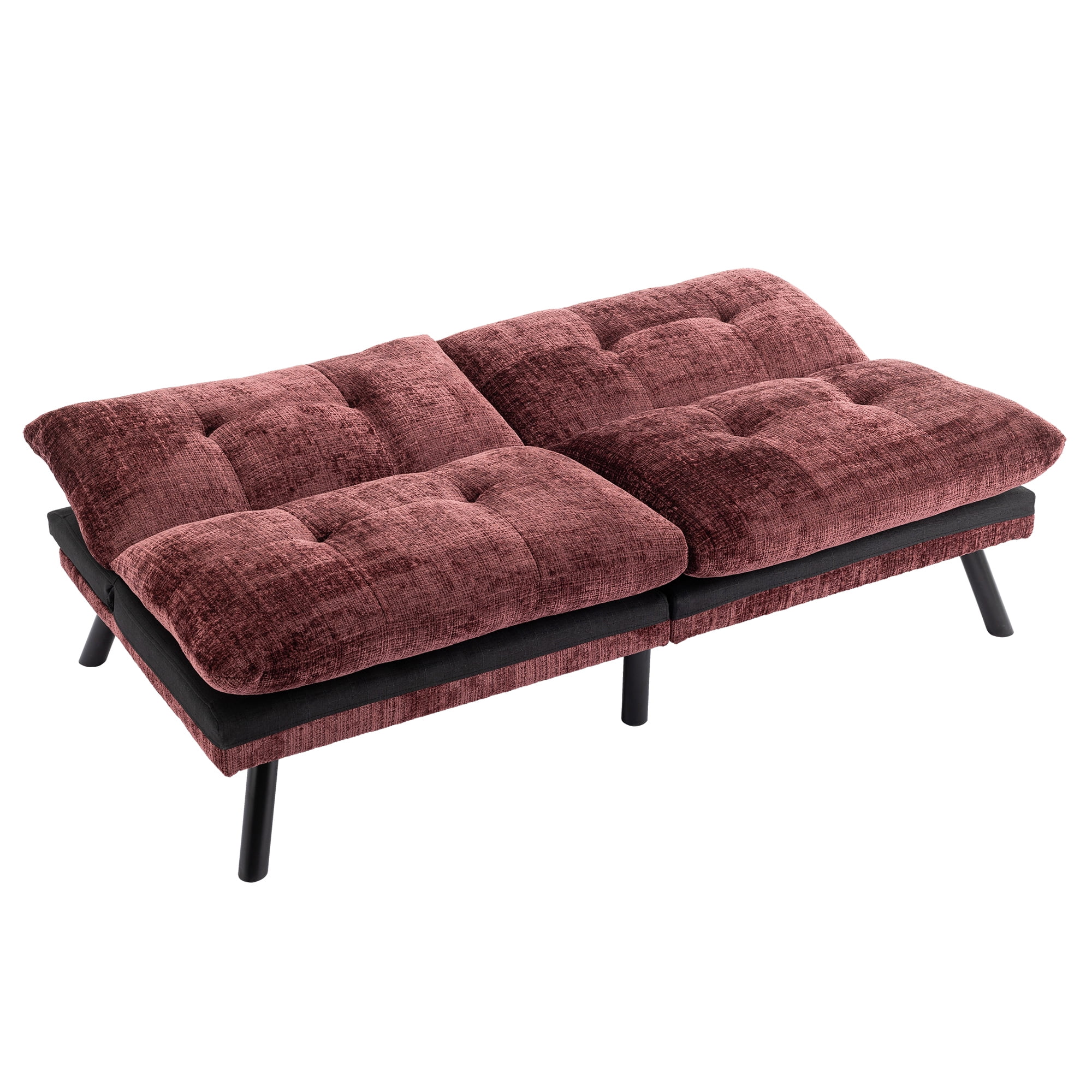 Kadyn Convertible Sofa Bed, Loveseat Futon Bed with Metal Legs, Adjustable Lounge Couch for Compact Living Space Chenille, Wine Red Kadyn Convertible Sofa Bed, Loveseat Futon Bed with Metal Legs, Adjustable Lounge Couch for Compact Living Space Chenille, Wine Red
