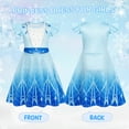 thumbnail image 7 of Benylion Girl's Ice Princess Short Sleeve Dress Printed Casual Swing Twirl Skirt For Holiday Theme Party Outfits for 5-6 Years, 7 of 7