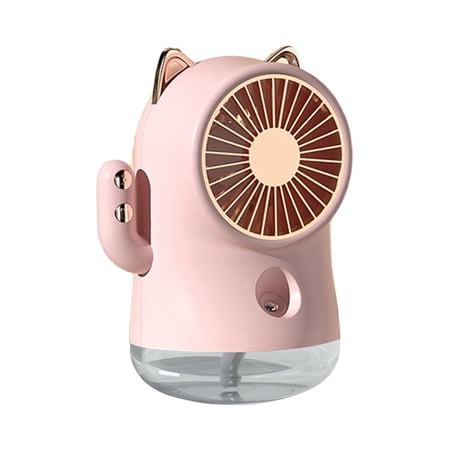 Spray Water Misting Fan, Water Misting Fan, Desktop 3 Speeds Portable Cat Electric Fan, Cooling Mister Fan for Camping, Outside Travel Bedroom Pink