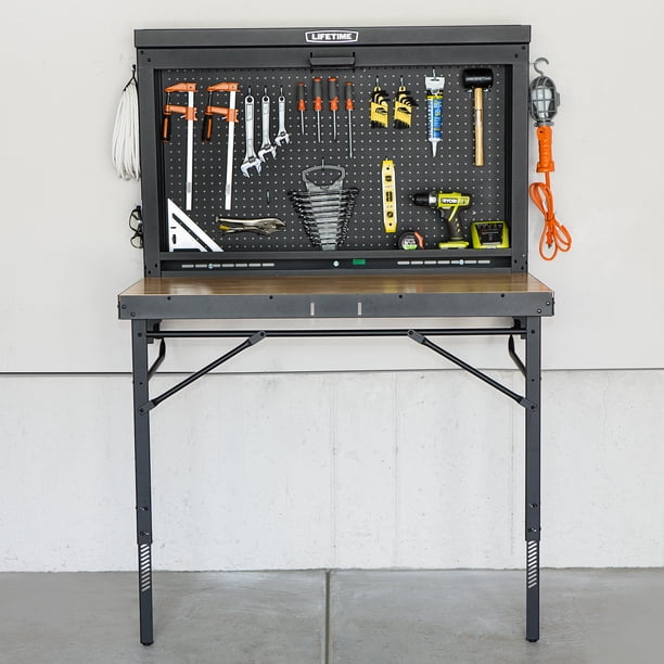 Lifetime Heavy-Duty Folding Garage Workbench - Wall-Mounted Work