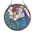 thumbnail image 2 of CHLOE Madison Tiffany-glass Peacock Window Panel 24", 2 of 2