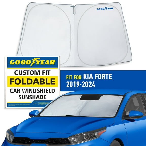 Goodyear Foldable Windshield SunShade for Kia Forte 2019-2025, Car Accessories, Sunshade Cover, Sun Shade Car Windshield, Window Sun Blocker - GY008232