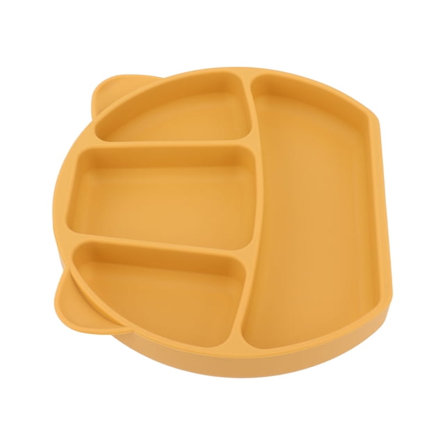 Toddler Eating Bowl, Round Edge Baby Plate Utensil With Fork For Home Yellow