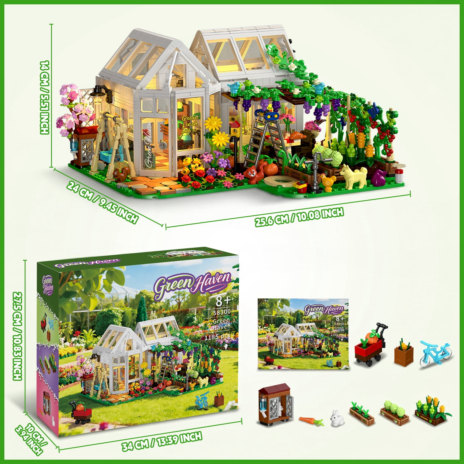 WIDELAND Flower House Building Set, 1185 Pcs Botanical Garden Model Kit with LED Lights, Creative Building Toys Gift for Kids Ages 8+ Adults Plant Lovers