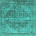 thumbnail image 1 of Ahgly Company Machine Washable Indoor Square Oriental Turquoise Blue Industrial Area Rugs, 7' Square, 1 of 4