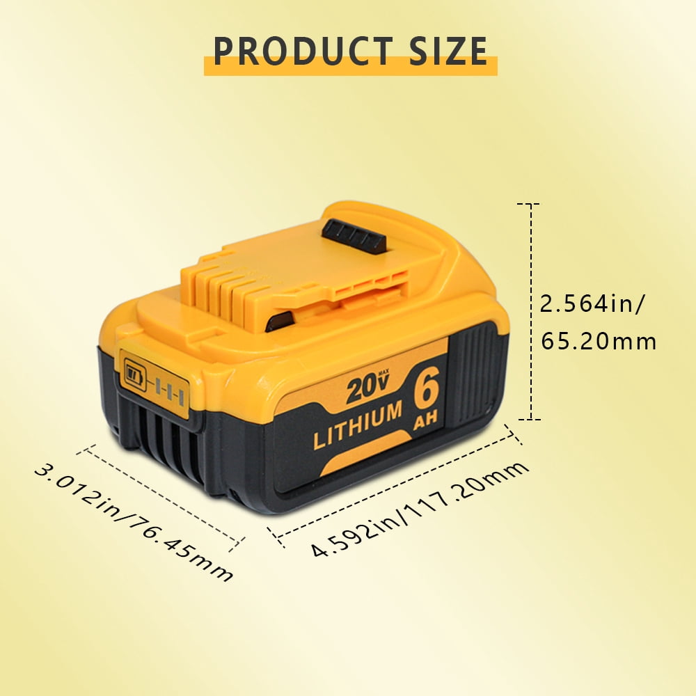 AERDU 20V MAX 6.0Ah Lithium-Ion Battery Replacement for Dewalt DCB200, DCB204, DCB206, 4-Pack