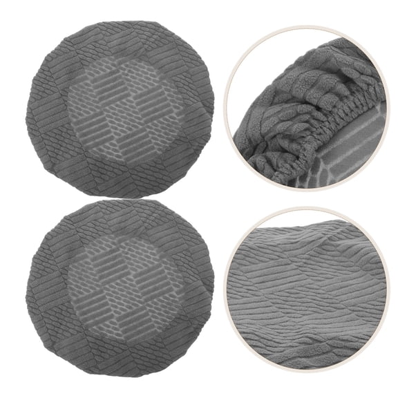 Luxshiny 2Pcs Dark Grey Elastic Bar Stool Covers Round Stretchable Fabric Slipcovers for Barstools