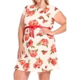 thumbnail image 2 of Women's Plus Size Floral Flared A Line Swing Dresses Short Sleeve with Belted, 2 of 5