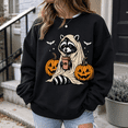 thumbnail image 2 of Halloween Shirt, Ghost Raccoon Drinking Coffee Sweatshirt, Pumpkin Spooky Hoodie, Cute Trick or Treat T-Shirt, Raccoon Lover Gift for Women, 2 of 9