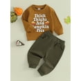 thumbnail image 3 of Liacowi Toddler Baby Boy Thanksgiving Clothes Letter Pie Print Long Sleeve Pullover Eltic Waist Pants 2Pcs Warm Outfit 0-3T, 3 of 9