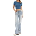 thumbnail image 2 of INSPIRAR CHIC Crop Tops para camisetas de manga corta ajustadas para mujeres, camisetas básicas de verano XS Gris Azul, 2 of 6