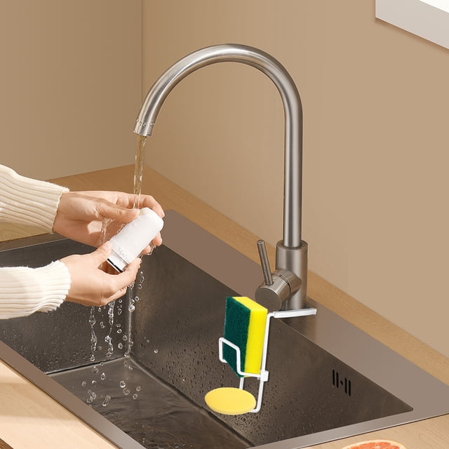 Naiovety Práctico organizador para fregadero colgante de cocina para fácil acceso, soporte para estante de esponja para fregadero Blanco