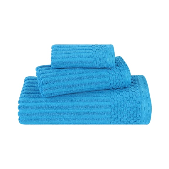 Superior Soho Ribbed Cotton 3-Piece Assorted Towel Set, Azure