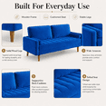 thumbnail image 5 of Neche 59" Velvet Spring Sofa Couch for Living Room, Office, Small Space, Solid Wood Leg, One Box,Blue, 5 of 11