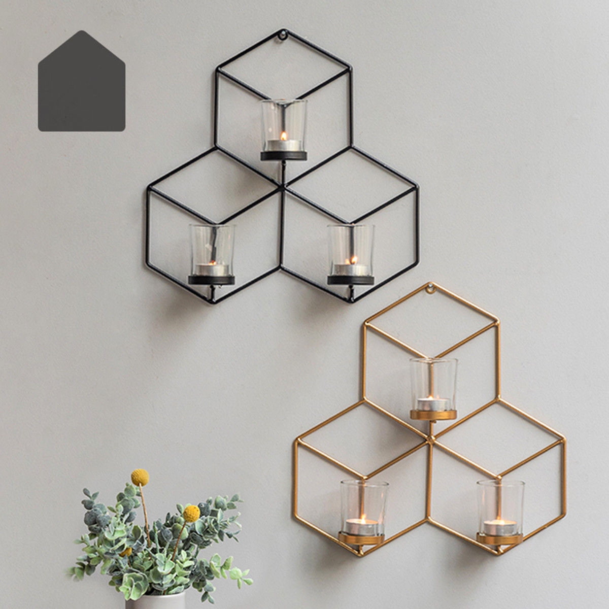 Black 3PCS Nordic Style 3D Metal Geometric Wall Hanging Candle Holder Sconce Home Decor for Wall Decoration Living Room Wedding Coffee Bar Black 3PCS Nordic Style 3D Metal Geometric Wall Hanging Candle Holder Sconce Home Decor for Wall Decoration Living Room Wedding Coffee Bar