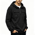 thumbnail image 4 of Hngshg Men's Hooded Sweatshirts Big and Tall Long Sleeve Quarter Zip Tops Textured Drawstring Pullover Hoodies, 4 of 7
