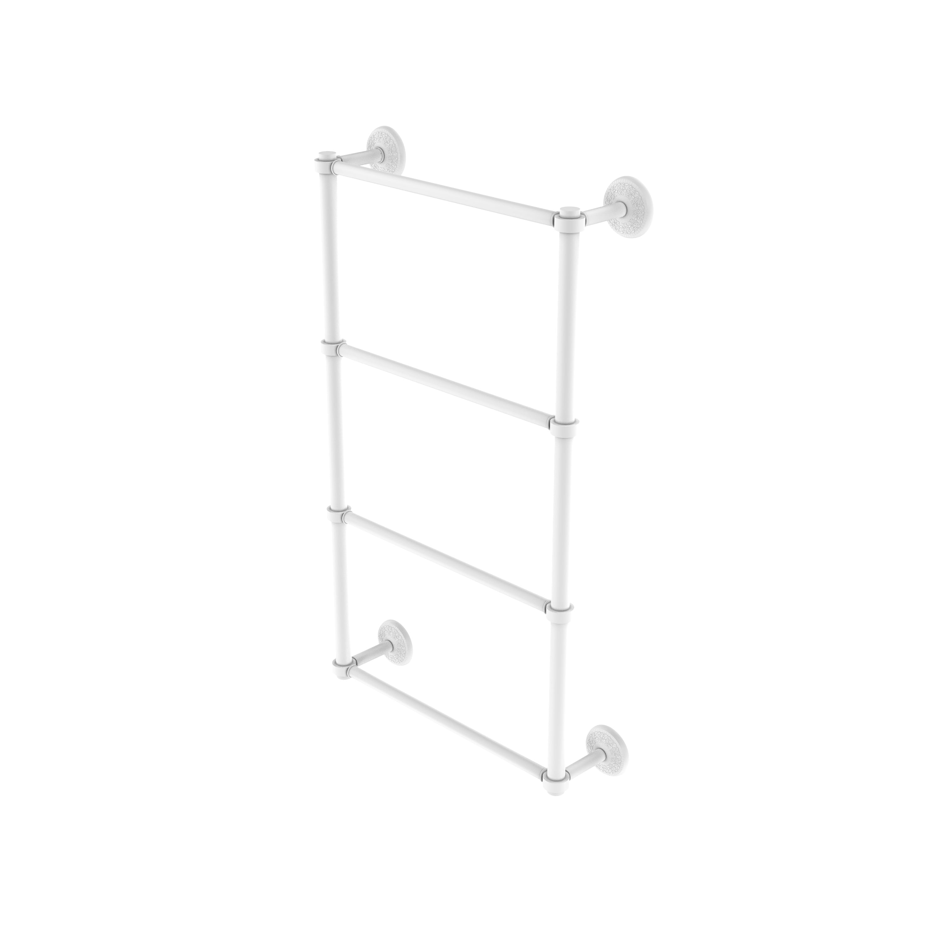 Allied Brass MC-28G-24-WHM Monte Carlo Collection 4 Tier 24 Inch Ladder Towel Bar with Groovy Detail Matte White 