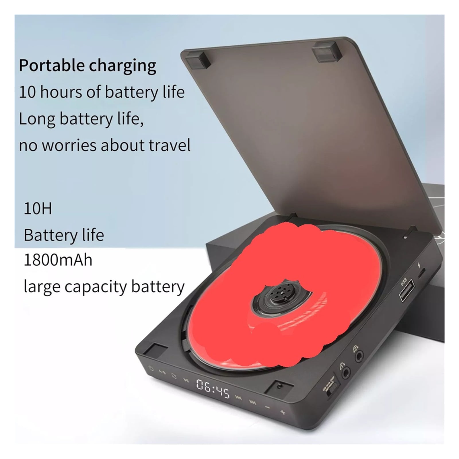 Universal Portable CD Player 3.5mm USB HIFI Walkman Disc Learning Retro CD Disc Album Player Touch