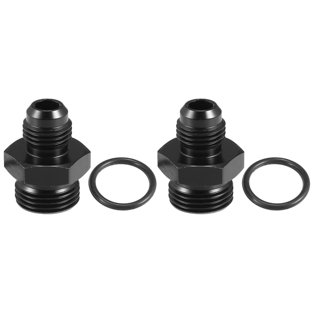 Conector adaptador de riel de combustible AN8 a AN6 universal con junta tórica negro - Paquete de 4