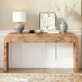 thumbnail image 2 of 65" Console Table with 2 Drawers, Modern Entryway Table with Burl Wood Veneer, Narrow Long Sofa Foyer Table for Entryway, Hallway, Corridor, Natural Wood+Brown, 2 of 9