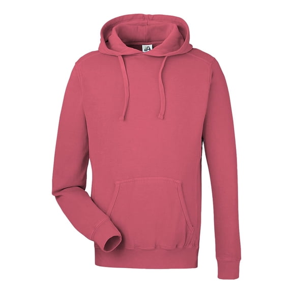 J America - Unisex Pigment Dyed Fleece Hooded Sweatshirt - 8730JA - GARNET - M