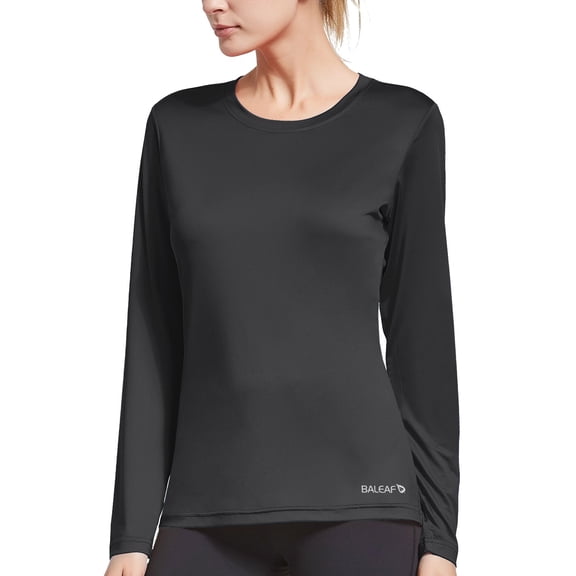 Baleaf Women's Running Workout Shirts Long Sleeve T-Shirt Quick Dry Black S