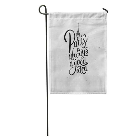 Simple Outdoor Patio Ideas LADDKE Pattern Simple Graphic for Paris is Always Good Idea Eiffel Tower on Dotted Off Black Garden Flag Decorative Flag House Banner 28x40 inch ()