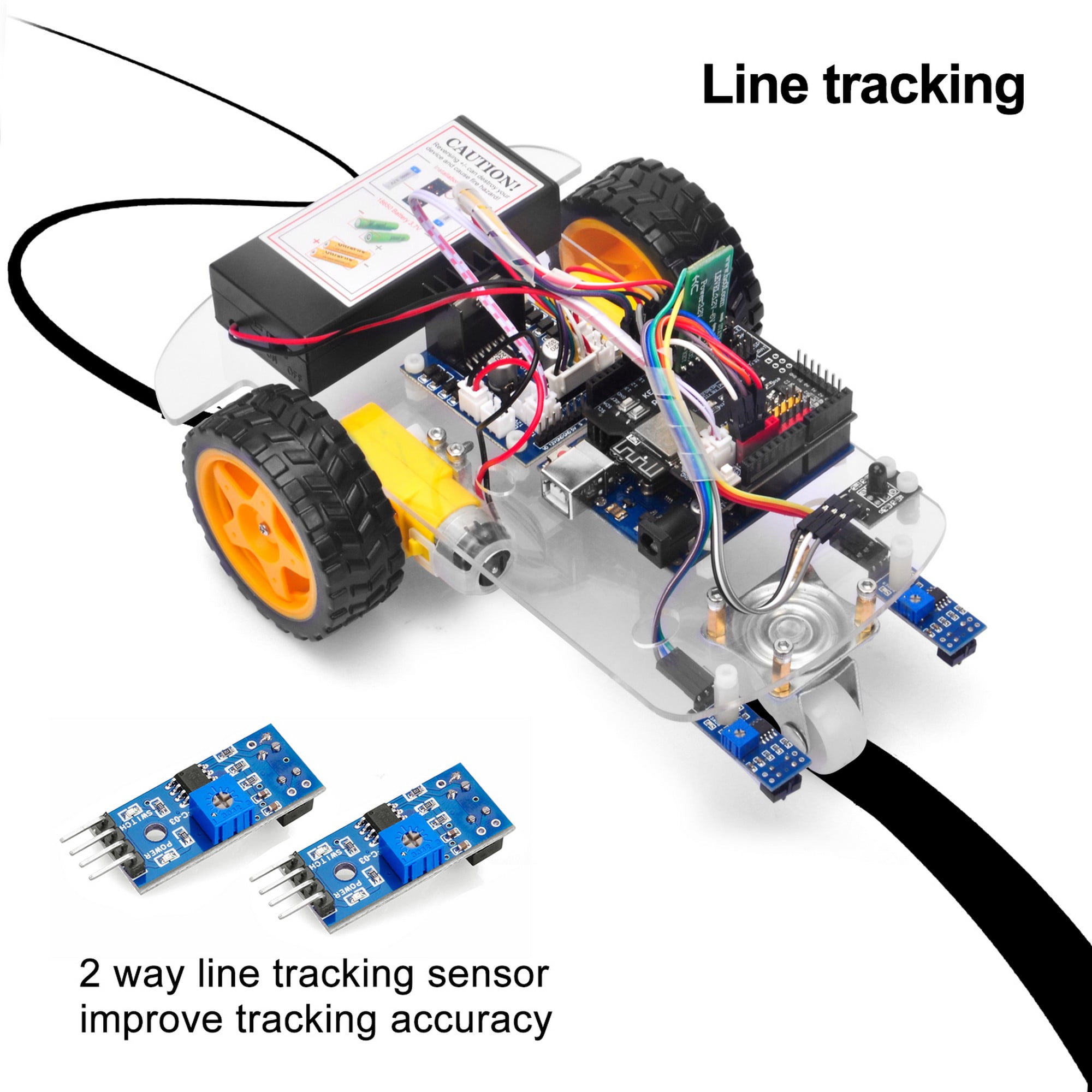OSOYOO 2WD Robot Car Starter Kit for Arduino, Intelligent and Educational Kit for Adults, Remote Controlled App Educational Motorized Robotics for Building Programming Learning How to Code