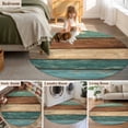 thumbnail image 6 of Round Rugs 7 Ft, Teal Turquoise Wooden Non Slip Area Rugs for Kitchen Bedroom Entryway, Rustic Retro Farmhouse Western Country Washable Carpet Runner Rug Floor Mats for Bedroom Home Decor, 6 of 9