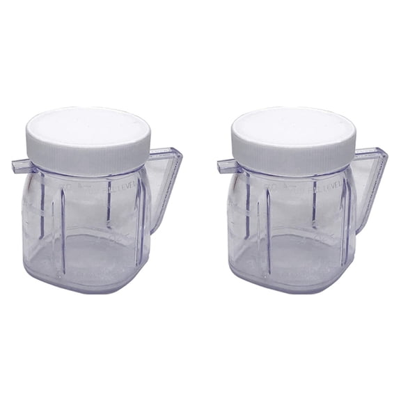 For Blender Replacement Parts, 4937 Mini Osterizer Blender Jar Accessory, Cup Mini Plastic Jars with Lids (2 Pack)
