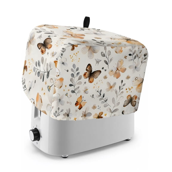 Toaster Cover 2 Slice, Retro Spring Floral Dustproof Bakeware Oven Protector with Top Hook, Brown Butterfly Botanical Waterproof Small Kitchen Appliance Toasters Dust Cover, 12"x7.5"x8"