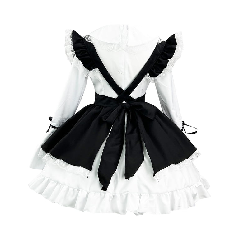 Asdoklhq Kaftan Dresses for Women Cute Japanese Maid Outfit with Matching Girl Dress Women's Clothing Set Black 2X, Size: 2XL