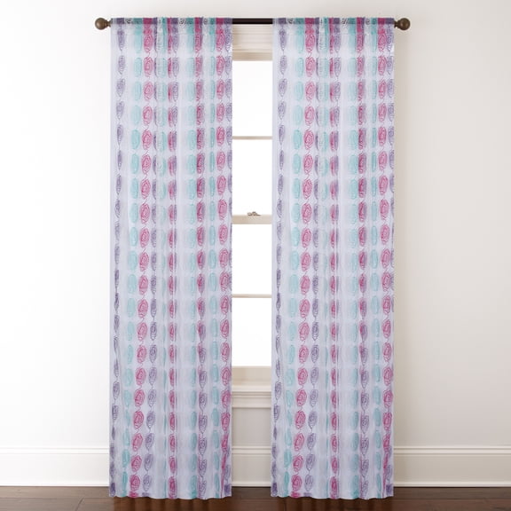 Lanco Humphrey Semi-Sheer Window Curtain Panel with Rod Pocket Top, Turquoise, 54 x 84"