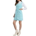 thumbnail image 4 of INSPIRE CHIC Tweed Dress for Women's Sleeveless Square Neck Button Down A-Line Pinafore Overall Dresses L Sky Blue, 4 of 6