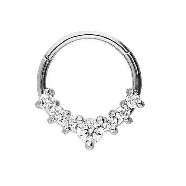 316L Surgical Steel Segment Nose Ring Zircon Septum Clicker Ear Cartilage Helix Daith Hoop Body Piercing Jewelry