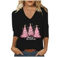 thumbnail image 2 of HOMBOM Shirts for Women Christmas Fall Business 3/4 Sleeve Black Xmas Merry Christmas Womens T Shirts V Neck, 2 of 5