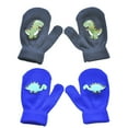 thumbnail image 4 of Kids Winter Warm Knit Full Finger Gloves Cartoon Dinosaur Print Stretchy Mittens, 4 of 16
