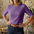thumbnail image 6 of Womens Solid Color Tee New Half Sleeve T-Shirt for Women - Summer Crew Neck Loose Basic Tee, Lightweight Comfy Versatile Tops Daily Wear XXL, 6 of 7